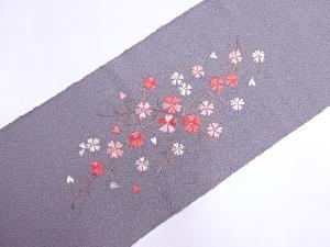 リサイクル　和装小物　半衿　刺繍　ちりめん交織　桜模様